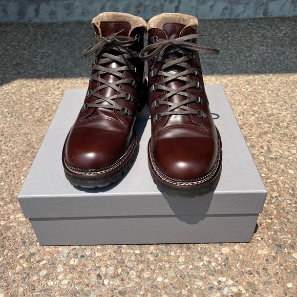 MR P. Jacques Suede-Trimmed Glossed-Leather Boots UK 12 - Picture 5 of 11